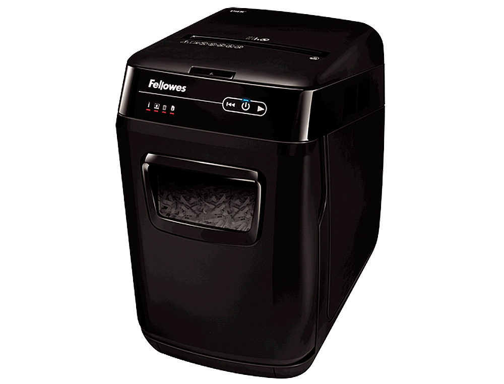 DESTRUCTORA DE DOCUMENTOS FELLOWES AUTOMAX 150C CAPACIDAD DE CORTE 150 HOJAS CLIPS GRAPAS TARJETAS Y CD 32L