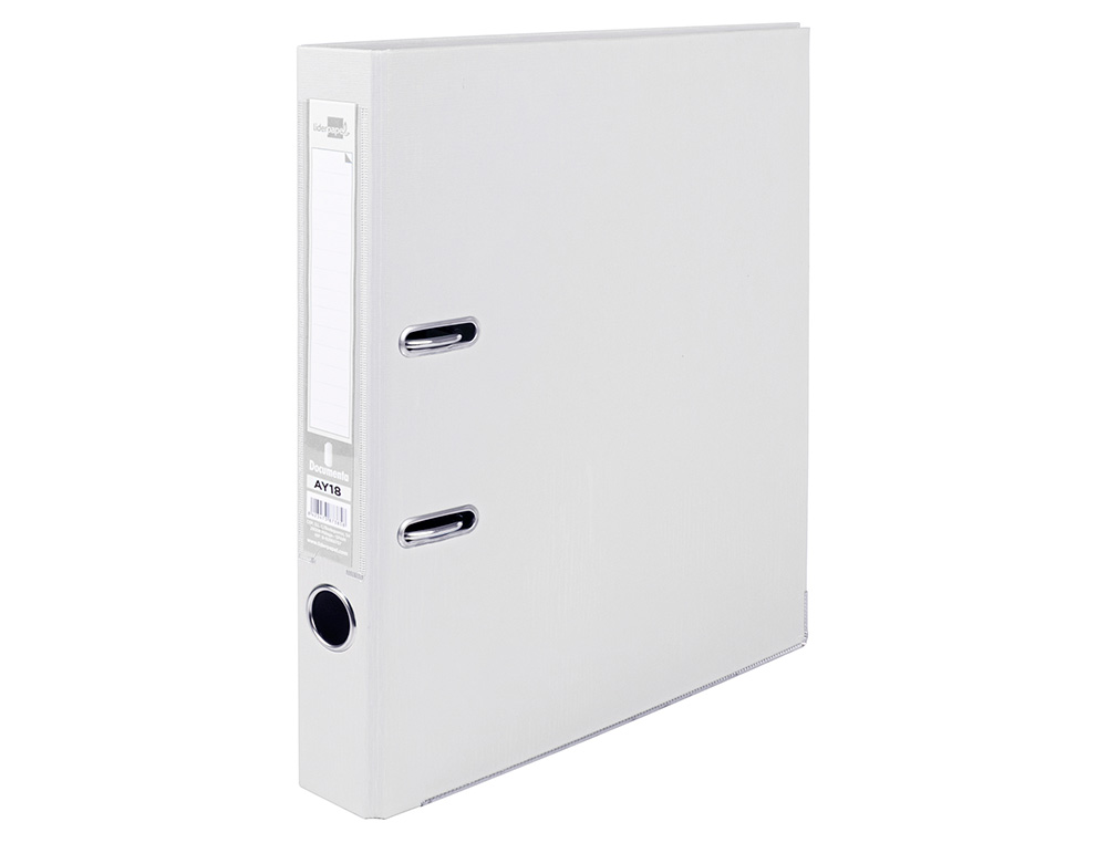 ARCHIVADOR DE PALANCA LIDERPAPEL A4 DOCUMENTA FORRADO PVC CON RADO LOMO 52MMBLANCO COMPRESOR METALICO