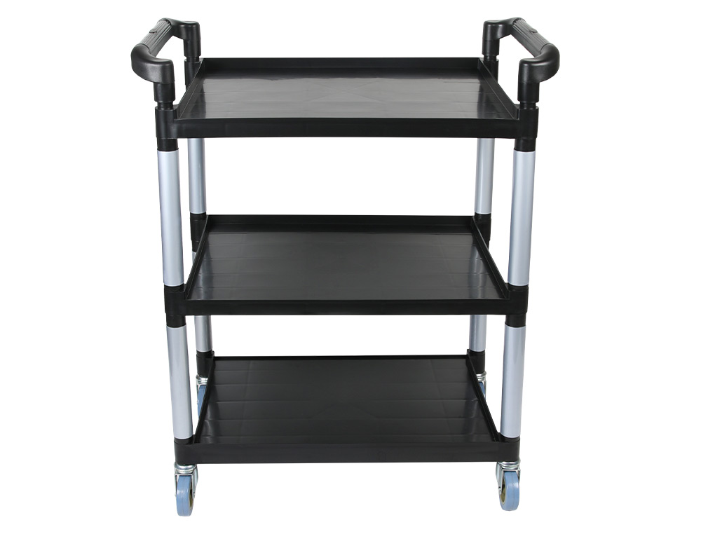 CARRO DE SERVICIO MULTIFUNCIONAL Q-CONNECT 3 ESTANTES DE POLIPROPILENO 830X420X970 MM