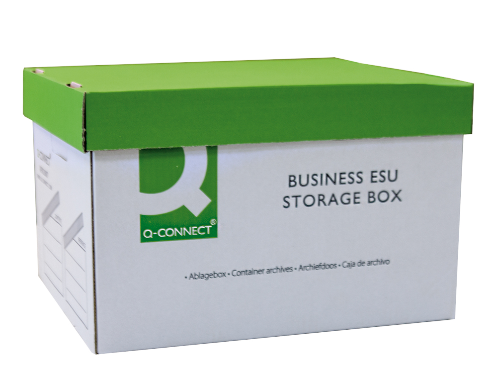 CAJON Q-CONNECT CARTON PARA 3 CAJAS ARCHIVO DEFINITIVO A4 LOMO DE 100 MM MONTAJE MANUAL MEDIDAS INTERIOR 327X387X250MM