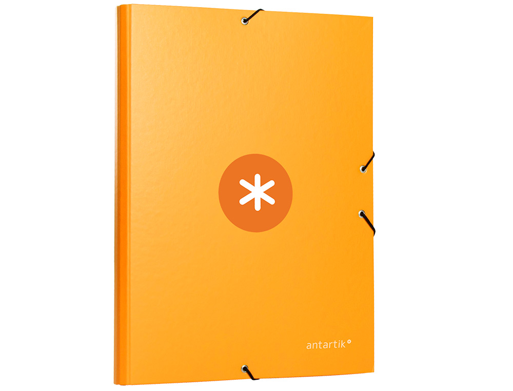CARPETA ANTARTIK GOMAS TRES SOLAPAS CARTON FORRADO A4 COLOR MOSTAZA