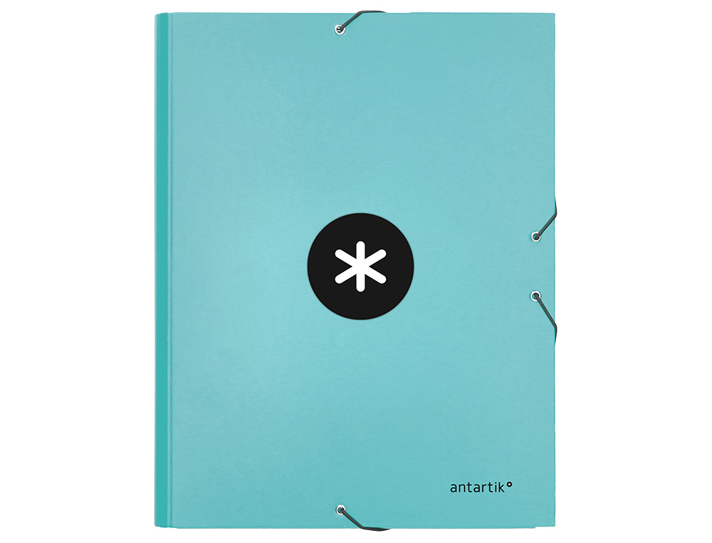 CARPETA ANTARTIK GOMAS TRES SOLAPAS CARTON FORRADO A4 COLOR MENTA