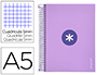 CUADERNO ESPIRAL LIDERPAPEL A5 MICRO ANTARTIK TAPA FORRADA120H 90 GR CUADRO 5MM 5 BANDA 6 TALADROS COLOR LAVANDA