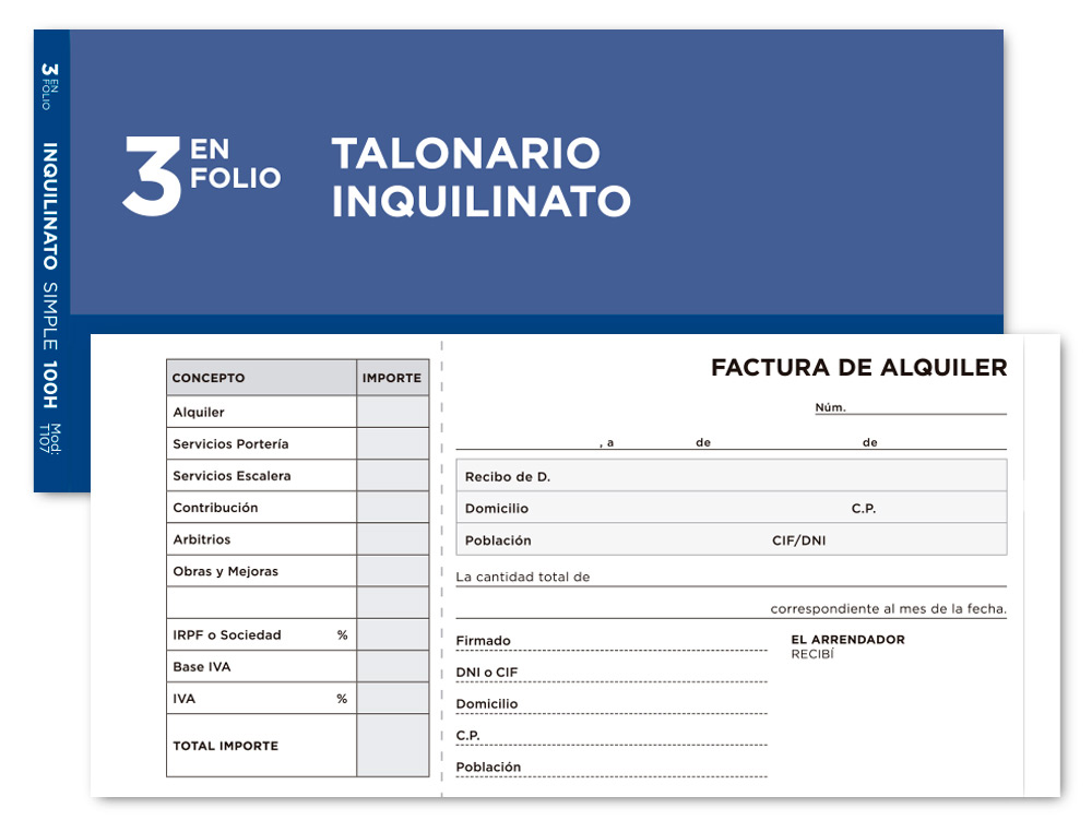 TALONARIO LIDERPAPEL INQUILI- NATO TRES DEL FOLIO 107 -CON CONDICIONES