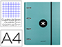 CARPETA CON RECAMBIO LIDERPAPEL ANTARTIK A4 CUADRO 5MM FORRADA 4 ANILLAS 40MM REDONDAS COLOR MENTA