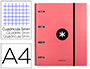 CARPETA CON RECAMBIO LIDERPAPEL ANTARTIK A4 CUADRO 5MM FORRADA 4 ANILLAS 40MM REDONDAS COLOR CORAL