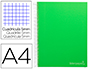 CUADERNO ESPIRAL LIDERPAPEL A4 MICRO JOLLY TAPA FORRADA 140H 75 GR CUADRO 5MM 5 BANDAS 4 TALADROS COLOR VERDE