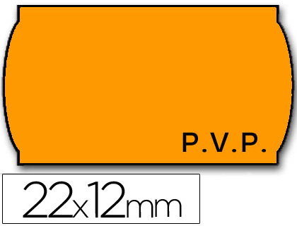 ETIQUETAS METO ONDULADAS 22 X 12 MM PVP NARANJA FLUOR ADH 2 ROLLO 1500 ETIQUETAS