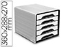 FICHERO CAJONES DE SOBREMESA CEP 5 CAJONES BLANCO/NEGRO 360X288X270 MM