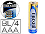 PILA MAXELL ALCALINA 1.5 V TIPO AAA LR03 BLISTER DE 4 UNIDADES