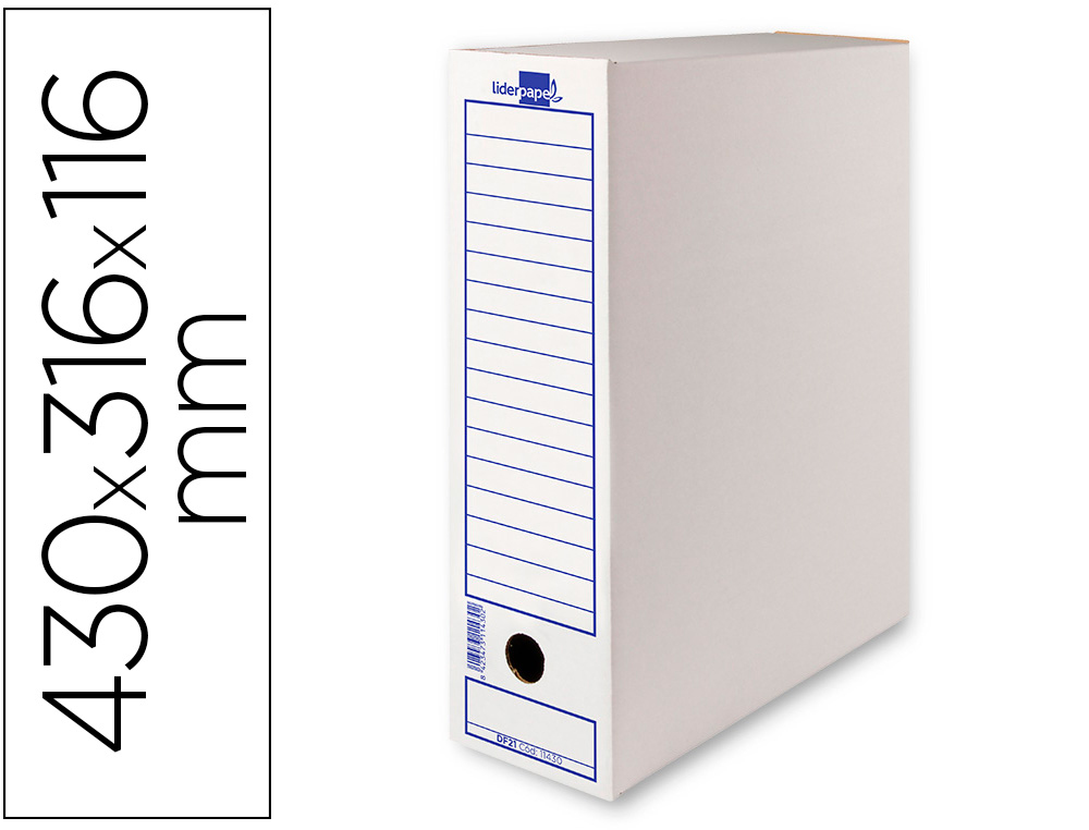 CAJA ARCHIVO DEFINITIVO LIDERPAPEL ECOUSE 100% RECICLADO 106 LISTADOS DE ORDENADOR 430X316X116MM 325G/M2