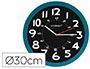 RELOJ Q-CONNECT DE PARED PLASTICO OFICINA REDONDO 30 CM COLOR AZUL Y ESFERA COLOR NEGRO