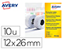 ETIQUETA AVERY 1 LINEA ADHESIVO PERMANENTE 26X12 MM BLANCA ROLLO 1500 UNIDADES CAJA DE 10 UNIDADES