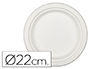 PLATO DE FIBRA NATURAL NUPIK BIODEGRADABLE BLANCO 22 CM DE DIAMETRO APTO MICROONDAS PAQUETE DE 50 UNIDADES