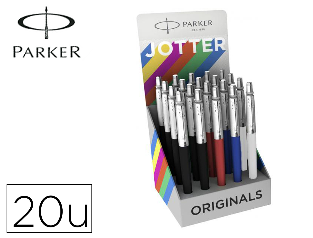 BOLIGRAFO PARKER JOTTER ORIGINALS EXPOSITOR DE 20 UNIDADES COLORES SURTIDOS
