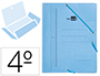 CARPETA LIDERPAPEL GOMAS CUARTO 3 SOLAPAS CARTON PINTADO AZUL
