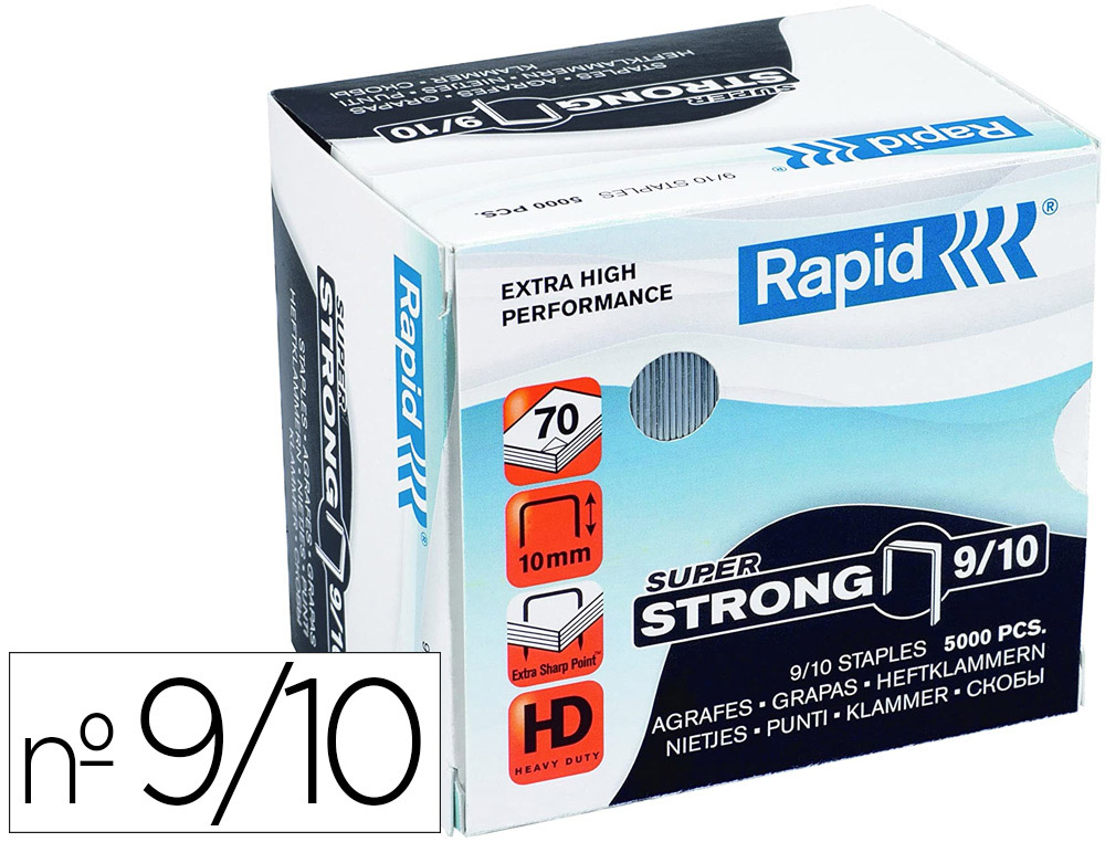 GRAPAS RAPID SUPER STRONG GALVANIZADAS N 9/10 CAJA DE 5000 UNIDADES