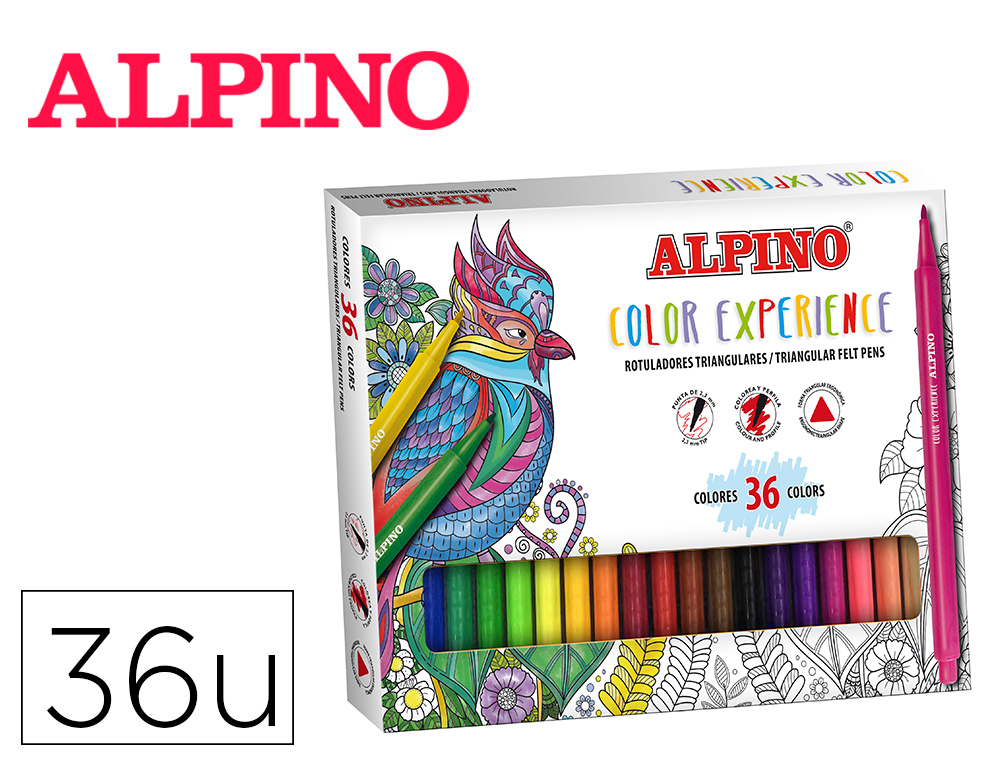 ROTULADOR ALPINO DUAL ARTIST DOBLE PUNTA COLOR EXPERIENCE ESTUCHE DE 36 COLORES SURTIDOS