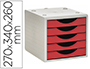 FICHERO CAJONES DE SOBREMESA Q-CONNECT 5 CAJONES COLOR ROJO OPACO 270X340X260 MM