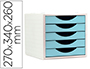 FICHERO CAJONES DE SOBREMESA Q-CONNECT 5 CAJONES COLOR AZUL PASTEL 270X340X260 MM