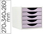 FICHERO CAJONES DE SOBREMESA Q-CONNECT 5 CAJONES COLOR LAVANDA PASTEL 270X340X260 MM
