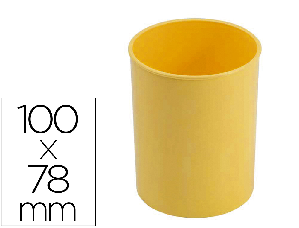 CUBILETE PORTALAPICES FAIBO AMARILLO PASTEL OPACO PLASTICO DIAMETRO 78 MM ALT0 100 MM