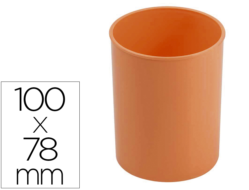CUBILETE PORTALAPICES FAIBO NARANJA PASTEL OPACO PLASTICO DIAMETRO 78 MM ALTO 100 MM