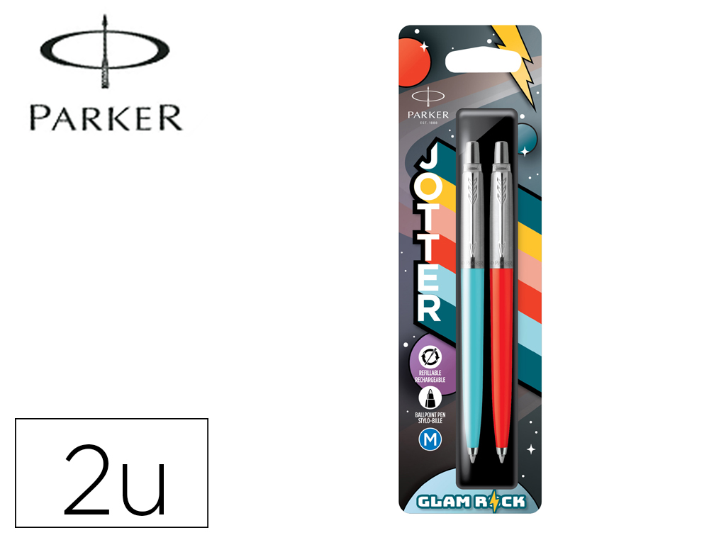 BOLIGRAFO PARKER JOTTER ORIGINAL AOS 70 GLAM ROCK AZUL/ROJO BLISTER DE 2 UNIDADES