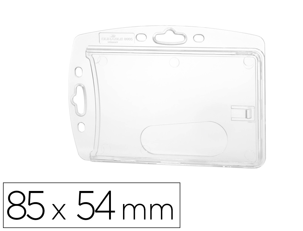 IDENTIFICADOR DURABLE RIGIDO CON PINZA 1 TARJETA PTE DE 10IDENTIFICACION/PASE SEGURIDAD COLOR TRANSPARENTE 85X54 MM