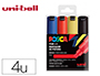 ROTULADOR UNI POSCA PC-8K/4C MARCADOR DE PINTURA PUNTA BISELADA 8 MM ESTUCHE DE 4 UNIDADES COLORES BASICOS