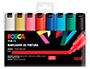 ROTULADOR UNI POSCA PC-8K/8C MARCADOR DE PINTURA PUNTA BISELADA 8 MM ESTUCHE DE 8 UNIDADES COLORES BASICOS