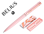 BOLIGRAFO BELIUS ROSE ALUMINIO COLOR ROSA/ORO ROSA TINTA AZUL CAJA DE DISEO