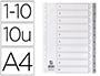 SEPARADOR NUMERICO Q-CONNECT PLASTICO 1-10 JUEGO DE 10 SEPARADORES DIN A4 MULTITALADRO