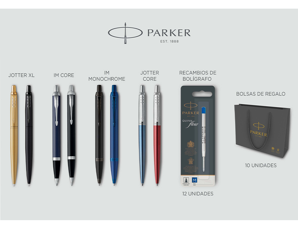 LOTE BOLIGRAFOS PARKER PROMOCIONAL 2023 CONTENIDO 6 UNIDADES MODELOS SURTIDOS + 12RECAMBIOS + 2 JOTTER OBSEQUIO