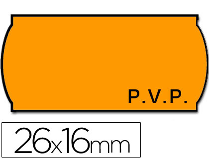 ETIQUETAS METO ONDULADAS 26 X 16 MM PVP ADH 2 FLUOR NARANJA ROLLO 1200 ETIQUETAS