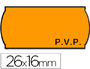 ETIQUETAS METO ONDULADAS 26 X 16 MM PVP ADH 2 FLUOR NARANJA ROLLO 1200 ETIQUETAS