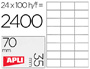ETIQUETA ADHESIVA APLI 1272 TAMAO 70X35 MM FOTOCOPIAODRA LASER INK-JET CAJA CON 100 HOJAS DIN A4