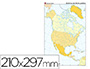 MAPA MUDO COLOR DIN A4 AMERICA DEL NORTE POLITICO