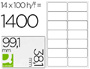 ETIQUETA ADHESIVA Q-CONNECT KF01585 TAMAO 99,1X38,1 MM FOTOCOPIADORA LASER INK-JET CAJA CON 100 HOJAS DIN A4