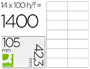 ETIQUETA ADHESIVA Q-CONNECT KF10656 TAMAO 105X42,3 MM FOTOCOPIADORA LASER INK-JET CAJA CON 100 HOJAS DIN A4