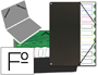 CARPETA CLASIFICADOR TAPA DE PLASTICO PARDO FOLIO -9 DEPARTAMENTOS NEGRO