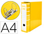 ARCHIVADOR DE PALANCA LIDERPAPEL A4 FILING SYSTEM FORRADO SIN RADO LOMO 80MM AMARILLO CON CAJA Y COMPRESOR METAL