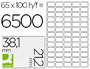 ETIQUETA ADHESIVA Q-CONNECT KF00573 -TAMAO 38,1X21,2 MM -FOTOCOPIADORA -LASER -INK-JET-CAJA CON 100 HOJAS DIN A4