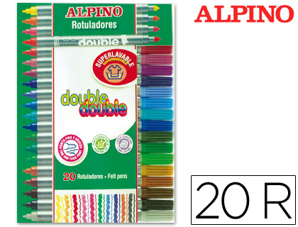 ROTULADOR ALPINO DOUBLE DOUBLE PUNTA GRUESA Y PUNTA FINA CAJA DE 20+4 COLORES SURTIDOS