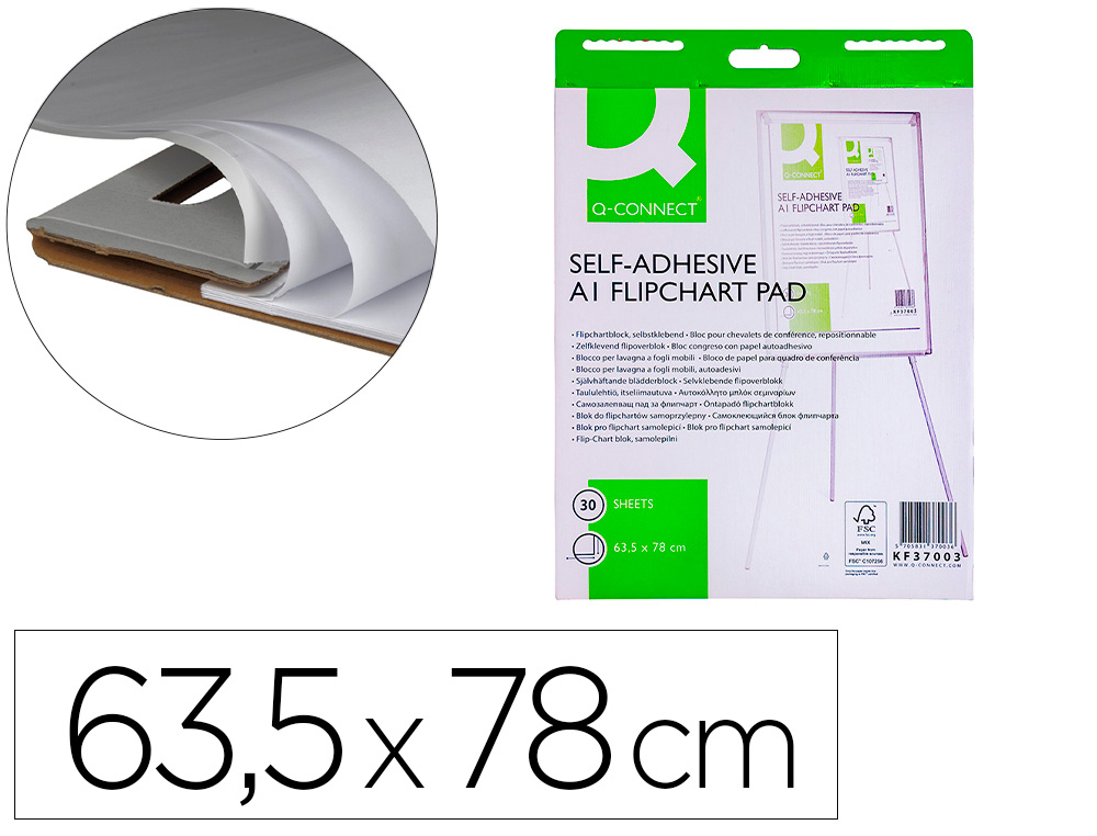 BLOC CONGRESO Q-CONNECT PAPEL AUTOADHESIVO 70 GR 635X830 MM