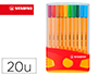 ROTULADOR STABILO PUNTA DE FIBRA POINT 88 COLOR PARADE ESTUCHE DE 20 ROTULADORES