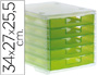 FICHERO CAJONES DE SOBREMESA Q-CONNECT 340X270X260 MM APILABLES 5 CAJONES VERDE KIWI TRANSLUCIDO