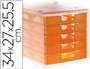 FICHERO CAJONES DE SOBREMESA Q-CONNECT 340X270X260 MM APILABLES 5 CAJONES NARANJA MANDARINA TRANSLUCIDO