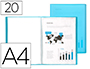 CARPETA LIDERPAPEL ESCAPARATE 47042 20 FUNDAS POLIPROPILENO DIN A4 AZUL TRANSLUCIDO