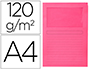SUBCARPETA CARTULINA Q-CONNECT DIN A4 ROSA CON VENTANA TRANSPARENTE 120 G/M2
